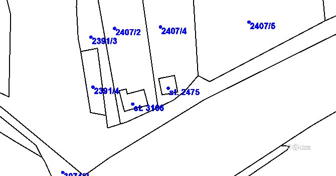 Parcela st. 2475 v KÚ Stříbro, Katastrální mapa