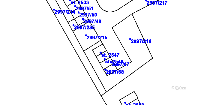 Parcela st. 2547 v KÚ Stříbro, Katastrální mapa