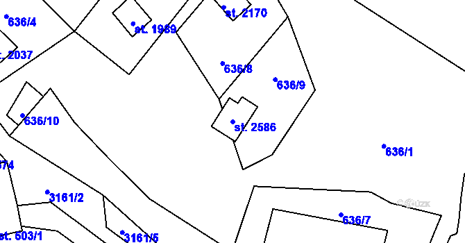 Parcela st. 2586 v KÚ Stříbro, Katastrální mapa