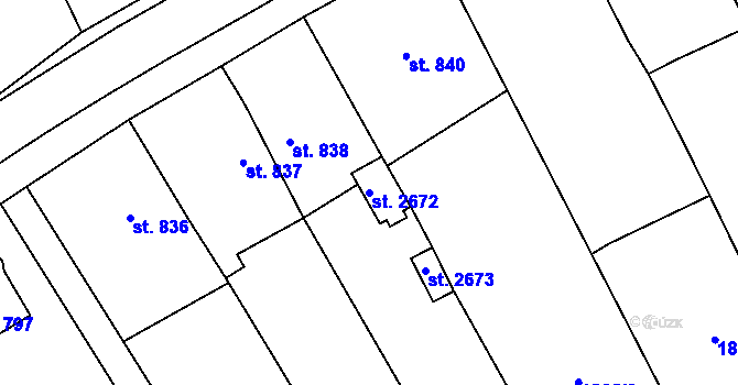 Parcela st. 2672 v KÚ Stříbro, Katastrální mapa