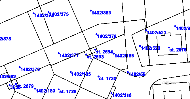 Parcela st. 2694 v KÚ Stříbro, Katastrální mapa