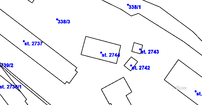 Parcela st. 2744 v KÚ Stříbro, Katastrální mapa