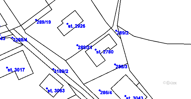 Parcela st. 2780 v KÚ Stříbro, Katastrální mapa