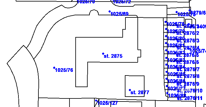 Parcela st. 2875 v KÚ Stříbro, Katastrální mapa