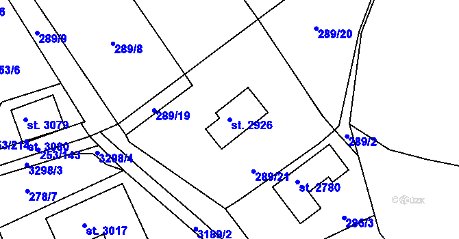 Parcela st. 2926 v KÚ Stříbro, Katastrální mapa