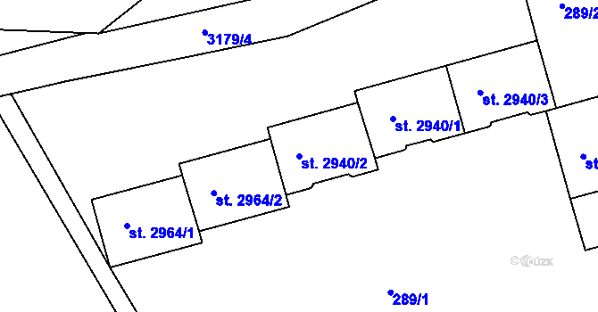 Parcela st. 2940/2 v KÚ Stříbro, Katastrální mapa