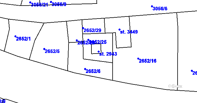 Parcela st. 2943 v KÚ Stříbro, Katastrální mapa