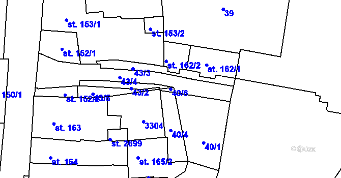 Parcela st. 40/6 v KÚ Stříbro, Katastrální mapa