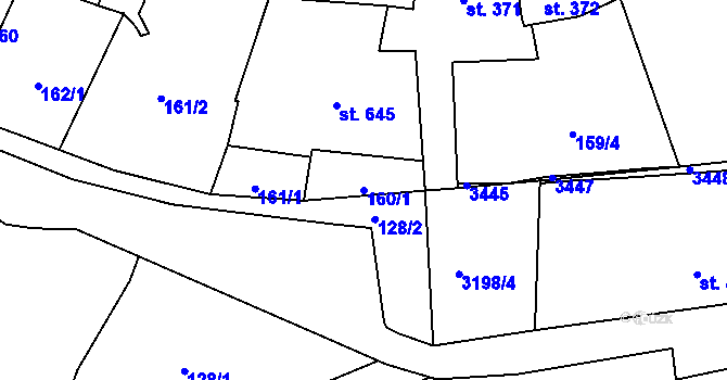 Parcela st. 160/1 v KÚ Stříbro, Katastrální mapa