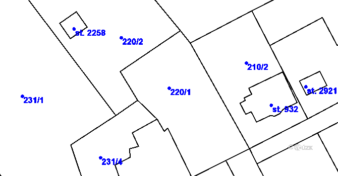 Parcela st. 220/1 v KÚ Stříbro, Katastrální mapa