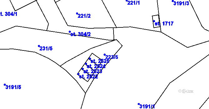 Parcela st. 223/5 v KÚ Stříbro, Katastrální mapa