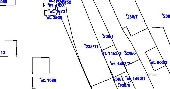 Parcela st. 238/11 v KÚ Stříbro, Katastrální mapa