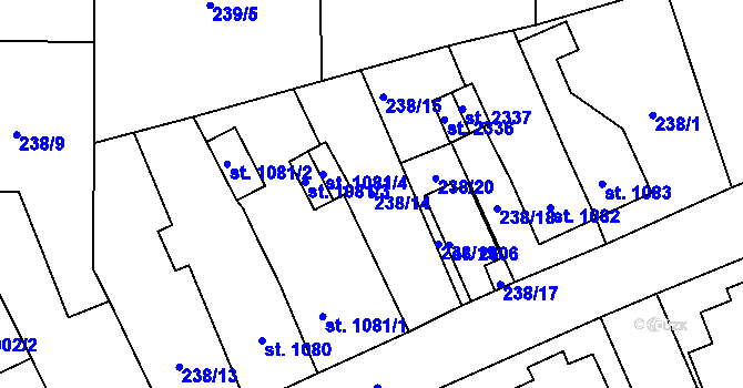 Parcela st. 238/14 v KÚ Stříbro, Katastrální mapa
