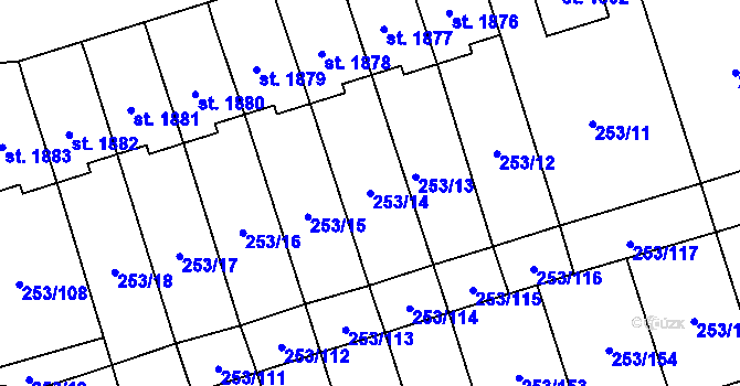 Parcela st. 253/14 v KÚ Stříbro, Katastrální mapa