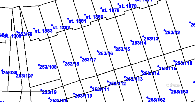 Parcela st. 253/16 v KÚ Stříbro, Katastrální mapa