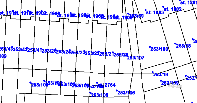 Parcela st. 253/21 v KÚ Stříbro, Katastrální mapa