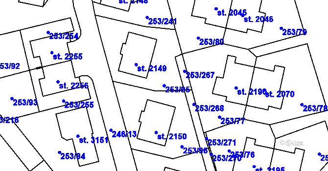 Parcela st. 253/95 v KÚ Stříbro, Katastrální mapa