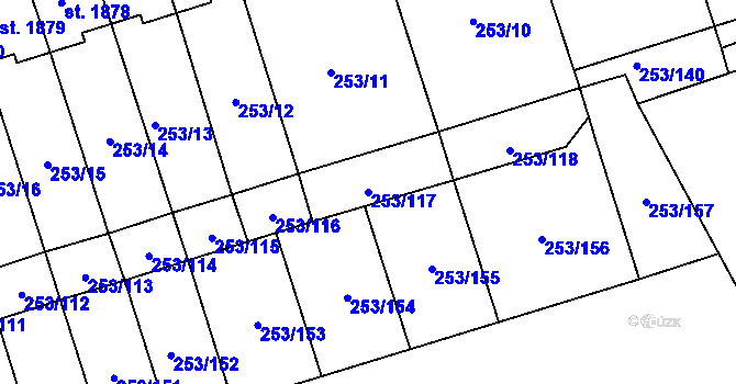 Parcela st. 253/117 v KÚ Stříbro, Katastrální mapa