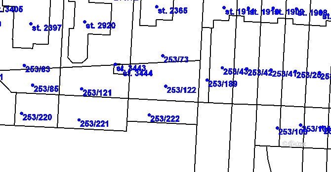 Parcela st. 253/122 v KÚ Stříbro, Katastrální mapa