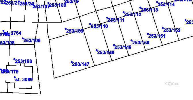 Parcela st. 253/148 v KÚ Stříbro, Katastrální mapa