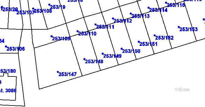 Parcela st. 253/149 v KÚ Stříbro, Katastrální mapa