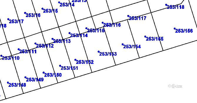 Parcela st. 253/153 v KÚ Stříbro, Katastrální mapa