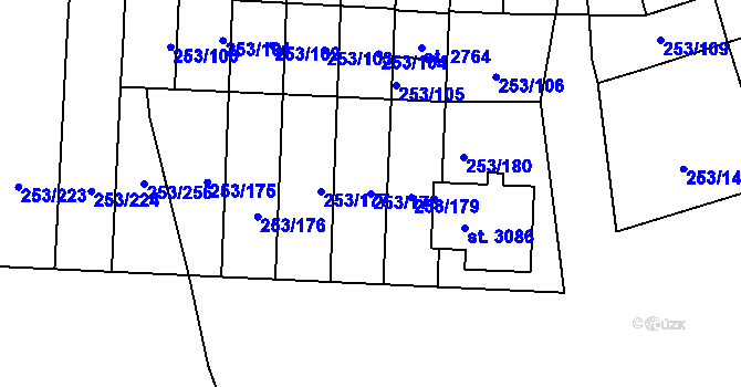 Parcela st. 253/178 v KÚ Stříbro, Katastrální mapa