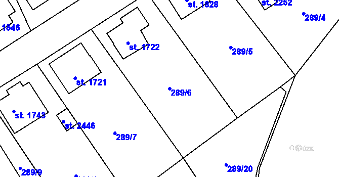 Parcela st. 289/6 v KÚ Stříbro, Katastrální mapa