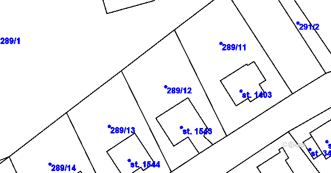 Parcela st. 289/12 v KÚ Stříbro, Katastrální mapa