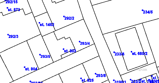 Parcela st. 293/4 v KÚ Stříbro, Katastrální mapa