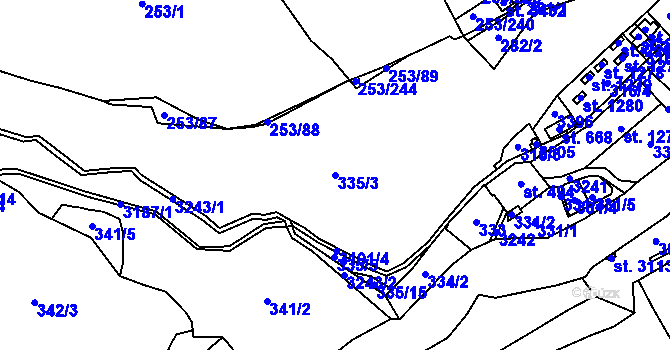 Parcela st. 335/3 v KÚ Stříbro, Katastrální mapa