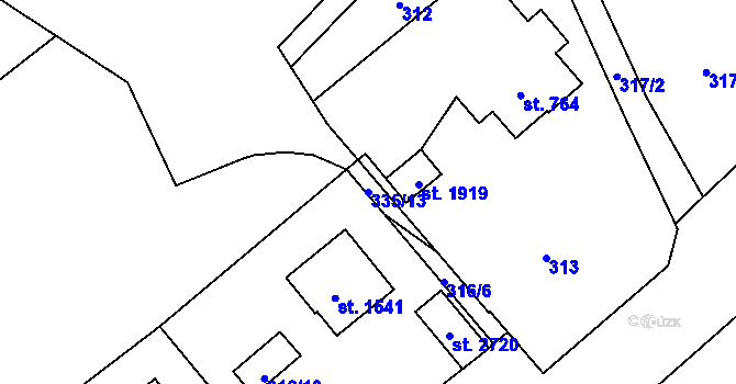 Parcela st. 335/13 v KÚ Stříbro, Katastrální mapa