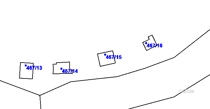 Parcela st. 467/15 v KÚ Stříbro, Katastrální mapa
