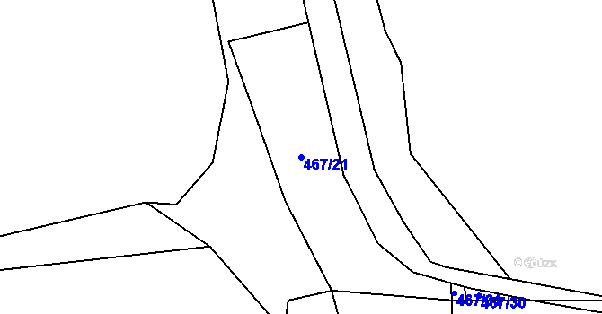 Parcela st. 467/21 v KÚ Stříbro, Katastrální mapa