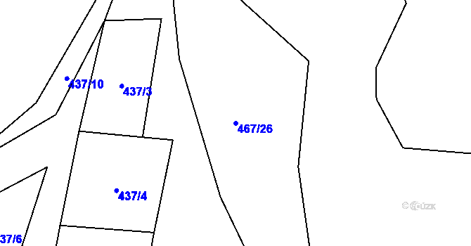 Parcela st. 467/26 v KÚ Stříbro, Katastrální mapa