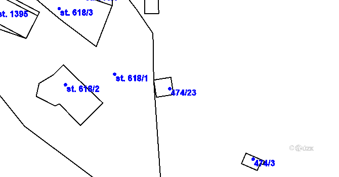 Parcela st. 474/23 v KÚ Stříbro, Katastrální mapa