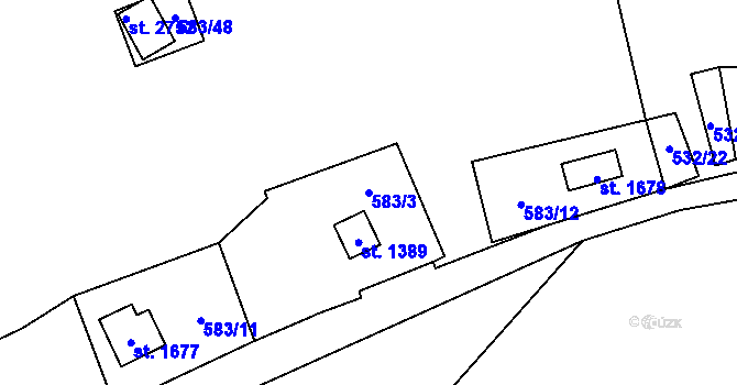 Parcela st. 583/3 v KÚ Stříbro, Katastrální mapa