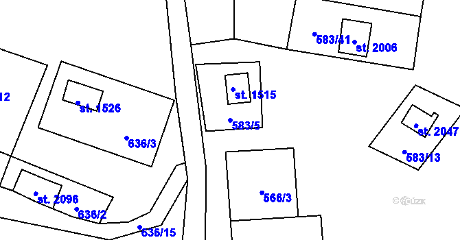 Parcela st. 583/5 v KÚ Stříbro, Katastrální mapa