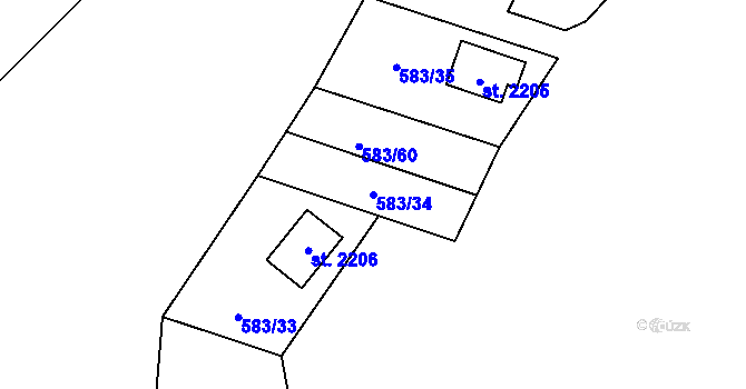 Parcela st. 583/34 v KÚ Stříbro, Katastrální mapa