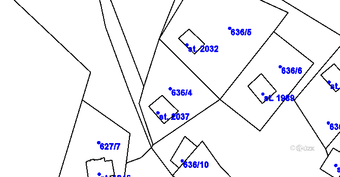 Parcela st. 636/4 v KÚ Stříbro, Katastrální mapa