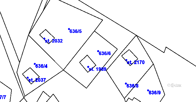 Parcela st. 636/6 v KÚ Stříbro, Katastrální mapa