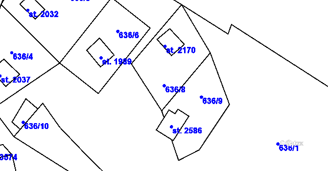 Parcela st. 636/8 v KÚ Stříbro, Katastrální mapa