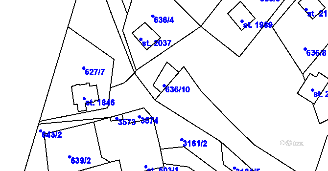 Parcela st. 636/10 v KÚ Stříbro, Katastrální mapa