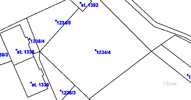 Parcela st. 1234/4 v KÚ Stříbro, Katastrální mapa