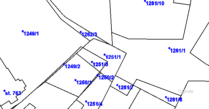 Parcela st. 1251/1 v KÚ Stříbro, Katastrální mapa