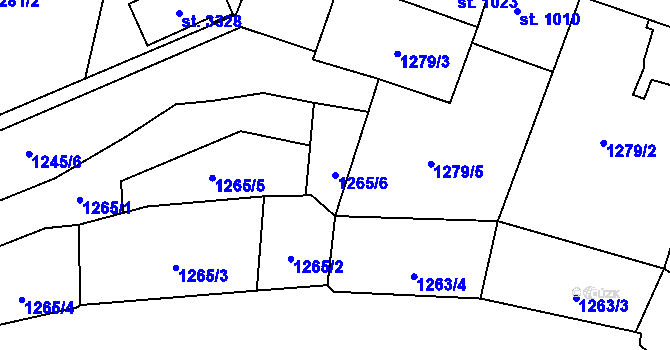 Parcela st. 1265/6 v KÚ Stříbro, Katastrální mapa