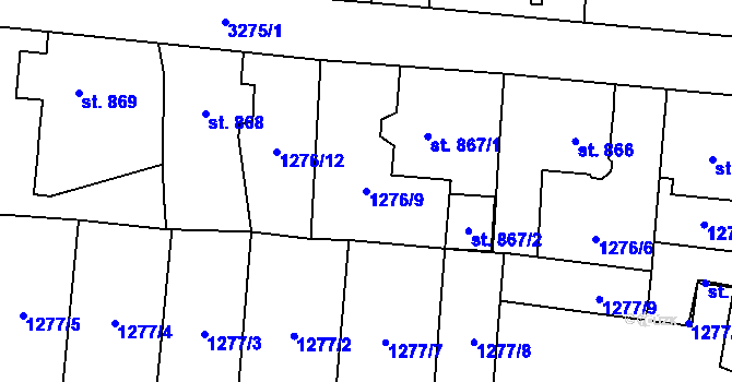 Parcela st. 1276/9 v KÚ Stříbro, Katastrální mapa