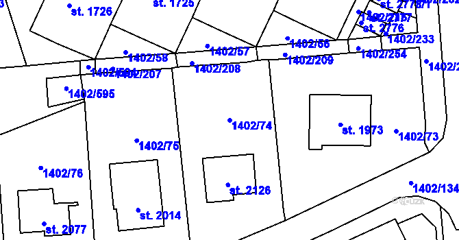 Parcela st. 1402/74 v KÚ Stříbro, Katastrální mapa
