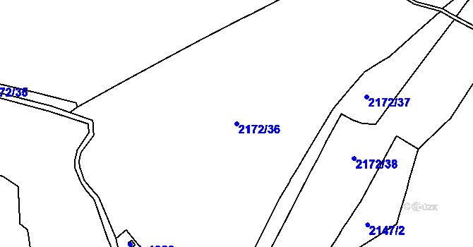 Parcela st. 2172/36 v KÚ Stříbro, Katastrální mapa