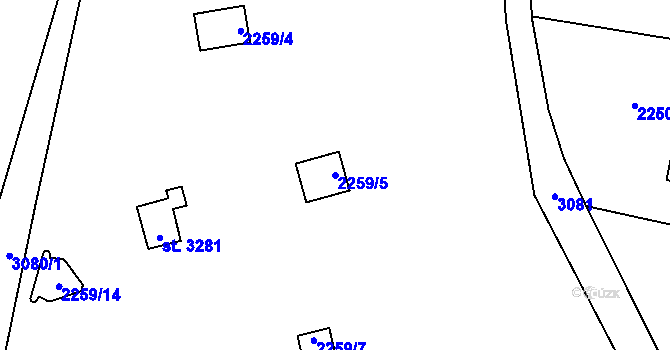 Parcela st. 2259/5 v KÚ Stříbro, Katastrální mapa